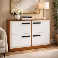 Sapateira Valência 4 Portas Branco/Freijó - Politono