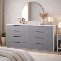 Cômoda Madri 8 Gavetas Cinza/Branco - Politorno