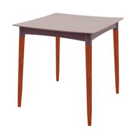 Mesa Tramontina Diana 70x70 cm em Polipropileno Camurça C/ Pernas de Madeira Eucalipto