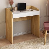 Mesa para Escritório Petit 2 Gavetas Canelado Olmo/Branco - Artany Móveis