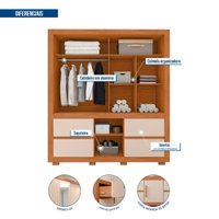 Guarda-Roupa Caemmun Optimus Lux 3 Portas de Correr 4 Gavetas com Espelho