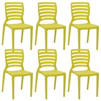 Jogo 6 Cadeiras Infantis Tramontina Sofia Plástico Amarelo Cadeirinha Escola Brinquedoteca Recreação