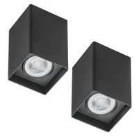 Jogo 2 Luminárias de Teto Spot Quadrado Termoplástico Preto Iluminação Decorativa