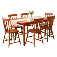 Mesa Retangular 160X80 06 Cadeiras Madeira Macica Pes Torneados Marjori - Mel Brilho