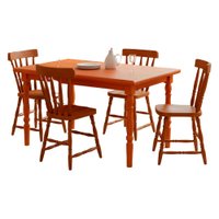 Mesa Retangular 126X80 04 Cadeiras Madeira Macica Pes Torneados Marjori - Mel Brilho