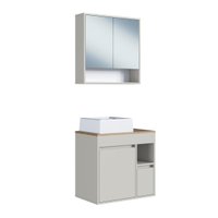 Conjunto para Banheiro Gabinete Suspenso 60 Bangladesh com Cuba e Espelheira Arenas