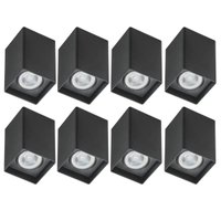 Kit 8 Luminárias de Sobrepor 8x12,5cm Quadrado Termoplástico Spots de Teto Bivolt Dital