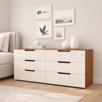 Cômoda Madri 6 Gavetas Creme/Freijó - Politorno