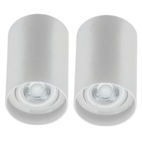 Kit 2 Luminárias Sobrepor Spot Redondo Branco Termoplástico Alto Lâmpada Mr16 Zoom Dital