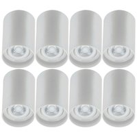 Kit 8 Spots Luminária de Sobrepor Redondo Alto Branco Dital Zoom Termoplástico Lâmpada Mr16