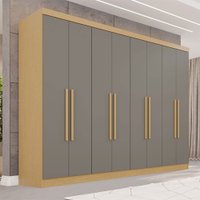 Guarda-Roupa Casal Pinheiro 8 Portas 4 Gavetas Jequitibá/Granizo - Pnr Móveis