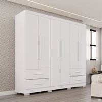 Guarda-Roupa Casal Balder Premium 6 Portas 4 Gavetas com Pés Branco - Pnr Móveis