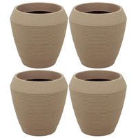 Kit 4 Vasos Grandes Jardim Tramontina Egípcio em Polietileno 54cm Granito Areia Plantas Folhagem