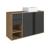 Gabinete de Banheiro 110cm Antônia com 2 Portas Gavetas e Cuba Branca