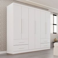 Guarda-Roupa Casal Balder Premium 6 Portas 4 Gavetas Branco - Pnr Móveis