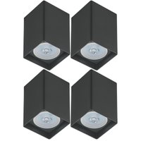 Kit 4 Luminárias Spots Preto Quadrado de Sobrepor Teto Dital em Termoplástico Lâmpada Par20