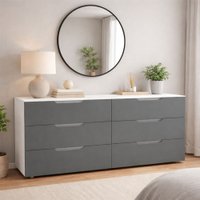 Cômoda Madri 6 Gavetas Cinza/Branco - Politorno