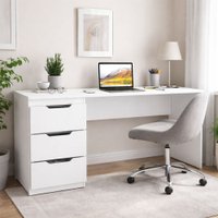 Mesa para Escritório Madri 3 Gavetas Branco - Politorno