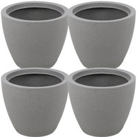 Kit 4 Vasos para Plantas Tramontina Asteca Plástico Granito Cinza Folhagens Flores Jardim Casa