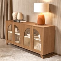 Balcão Buffet Murano 4 Portas com Vidro Cinamomo/Off White - Artely