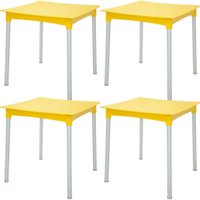 Kit 4 Mesas Tramontina 70cm Amarelo Plástico Pés de Alumínio Lanchonetes Pubs Bares