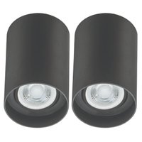 Kit 2 Spots de Sobrepor Teto Preto Termoplástico Bivolt Dital Sala Cozinha Escritório