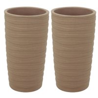 Kit 2 Vasos Grandes Grego para Plantas Tramontina Alto 65cm Areia em Polietileno Decorativo