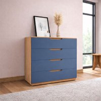 Cômoda Madri 4 Gavetas  Azul/Freijó - Politorno