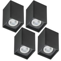 Jogo 4 Spots de Sobrepor Termoplástico Quadrado Preto Dital Iluminação Comercial Residencial