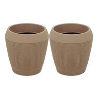 Kit 2 Vasos Decorativo Egípcio Flor 39cm Tramontina Polietileno Granito Areia Jardim Varanda