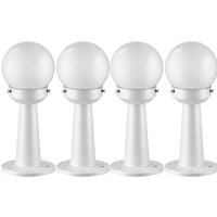 4 Luminárias Externas de Chão Decorativas Balizador Bivolt 43cm Jardim Lente Branco Leitoso Dital