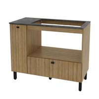 Balcão Cozinha Cooktop 5 Bocas Amêndoa com 2 Portas e Nicho Para Forno ou Forno-Microondas BL3316