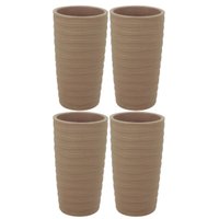 Kit 4 Vasos Grandes para Plantas Grego Tramontina Alto 65cm em Polietileno Granito Areia Jardim