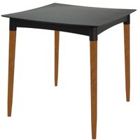 Mesa Plástica Tramontina Diana Preta Pernas de Madeira 70cm Quadrada Áreas Internas e Externas