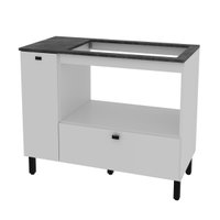 Balcão Cozinha Cooktop 5 Bocas Branco com 2 Portas e Nicho Para Forno ou Forno-Microondas BL3316