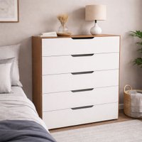 Cômoda Madri 5 Gavetas Branco/Freijó - Politorno