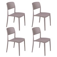 Jogo 4 Cadeiras Plástico Resistente Tramontina Summa Serena Camurça Uso Interno Externo