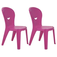 Kit 2 Cadeirinhas Infantis Rosa Tramontina Vice em Plástico Brincar Sentar Brinquedoteca Quarto