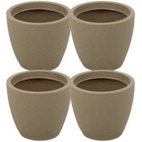 Kit 4 Vasos para Flores com Prato Asteca Tramontina Plástico 24cm Granito Areia Folhagens Plantas