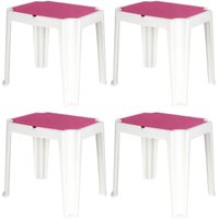 Kit 4 Mesinhas Plásticas Tramontina para Atividades Infantis Rosa com Compartimento para Organizar