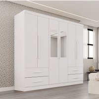 Guarda-Roupa Casal Balder Premium 6 Portas 4 Gavetas com Espelho Branco - Pnr Móveis