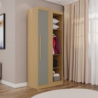 Guarda-Roupa Solteiro Modulado Freyr 1 Porta Jequitibá/Granizo - Pnr Móveis