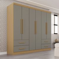 Guarda-Roupa Casal Balder Premium 6 Portas 4 Gavetas Jequitibá/Granizo - Pnr Móveis