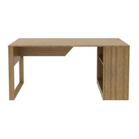 Mesa Para Escritório 160cm com 2 Prateleiras Reversível ME4182 Amêndoa Tecnomobili