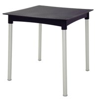 Mesa Tramontina Quadrada Plástico Preto Pernas Alumínio 70cm Modelo Summa Laura Rattan