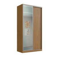 Guarda Roupa Solteiro Espelho Freijó Natural 2 Portas de Correr 120x59,8x235cm RC2005 Emovell