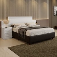 Cabeceira Imp&eacute;rio Extensiva Estofada Com Mesa De Cabeceira Benetil M&oacute;veis