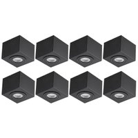 Kit 8 Luminárias Quadradas 13x10,5cm Preto Bivolt Plafon