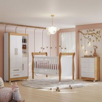 Quarto de Beb&ecirc; Completo com C&ocirc;moda Ber&ccedil;o e Guarda Roupa Zara Tigus Baby