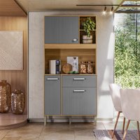 Armário de Cozinha Kits Zen 3 Portas 1 Gaveta Freijó/Gris - Kits Paraná